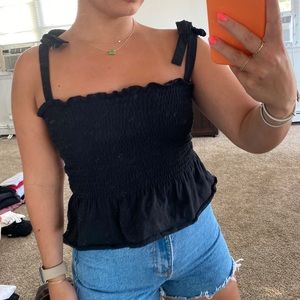 Bow sleeve black top
